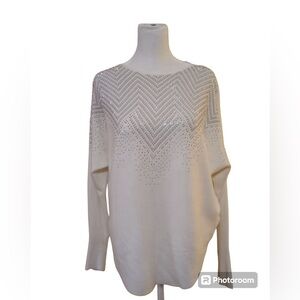 White Rhinestone Long-Sleeve Sweater (L)